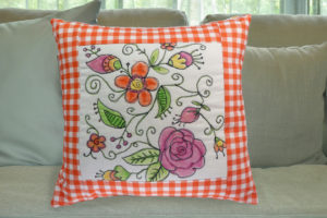 floral painted pillow