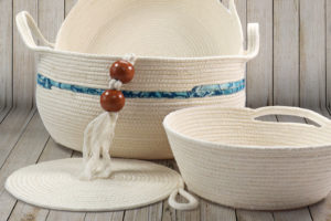 assorted hand made rope bowls